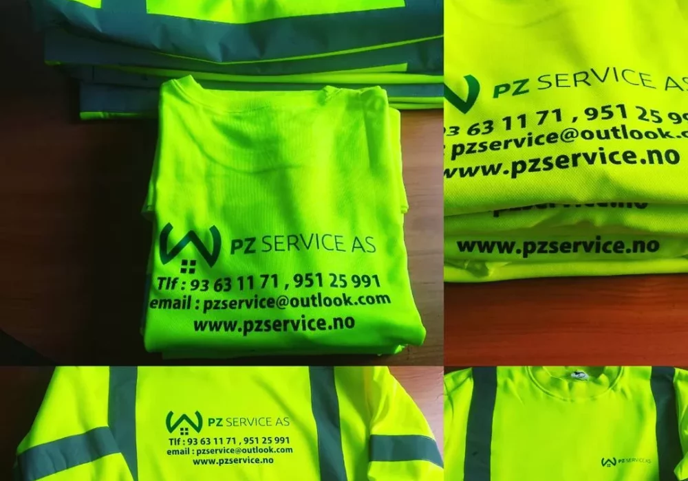 Żółta i czarna odzież odblaskowa z nadrukiem firmy